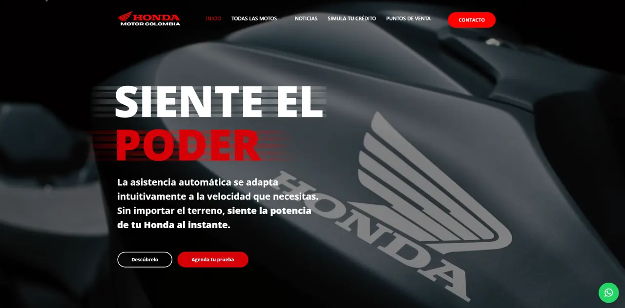 Vista del proyecto Honda Colombia