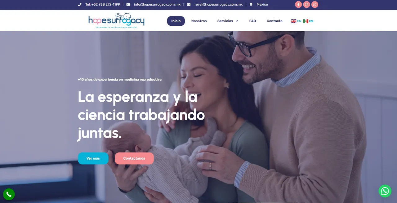 Vista del proyecto Hopesurrogacy